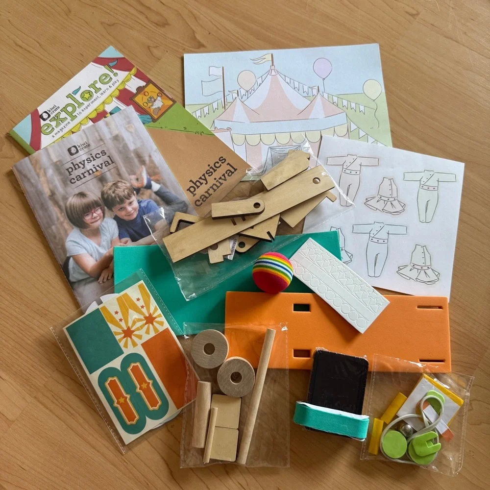 Lot of 3 NEW Kiwi Crates: Printing Press,Physics Carnival,Treasure Hunt, Ages 5+